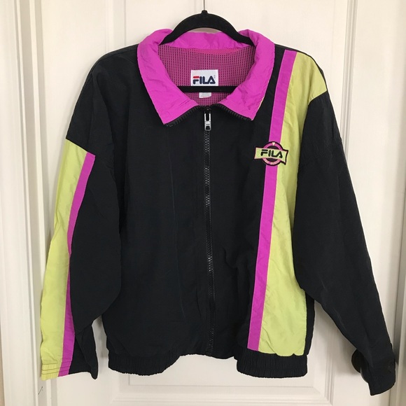 A beautiful black/magenta pink FILA zip up track jacket, Size Small - Picture 13 of 14